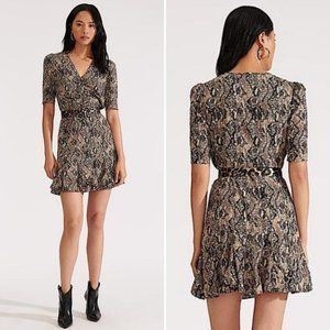 NWT! Veronica Beard  Ried Snake-print Short-sleeve Flounce Dress Size 2